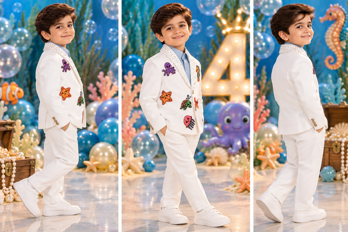 Ocean Prince boys suit birthday portrait